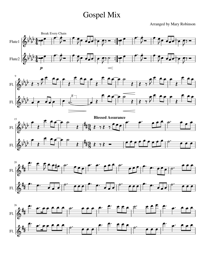 Gospel Mix Sheet music for Flute | Download free in PDF or MIDI ...