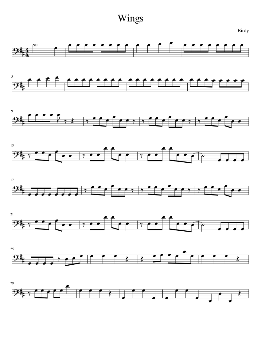 Wings Birdy Cello Sheet music for Piano Download free in PDF or MIDI