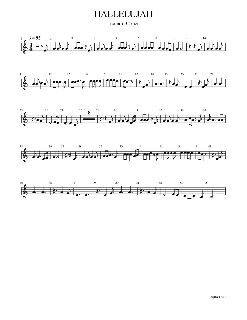 HALLELUJAH Sheet music for Violin (Solo) | Musescore.com