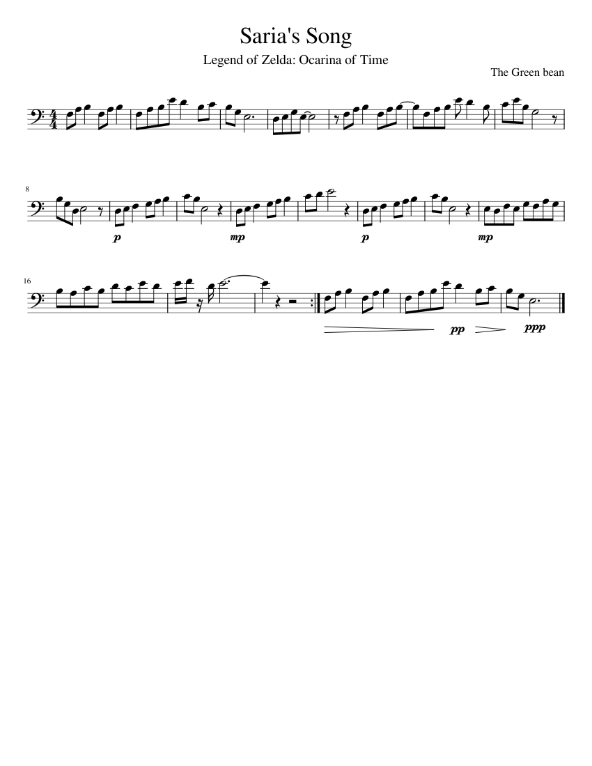 Saria's Song Sheet music for Trombone | Download free in ...