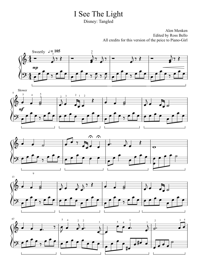 I see the light (Disney's Tangled) sheet music for Piano download free