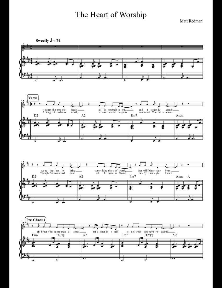 The Heart of Worship-Matt Redman sheet music download free in PDF or MIDI