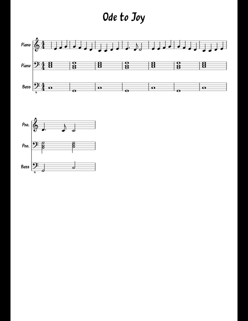 Ode to Joy sheet music for Piano, Bass download free in PDF or MIDI