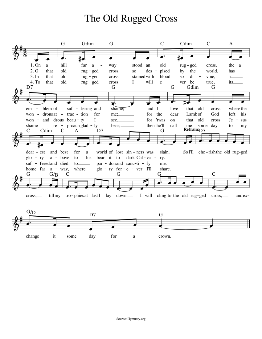 The Old Rugged Cross Sheet music for Piano (Solo) | Musescore.com