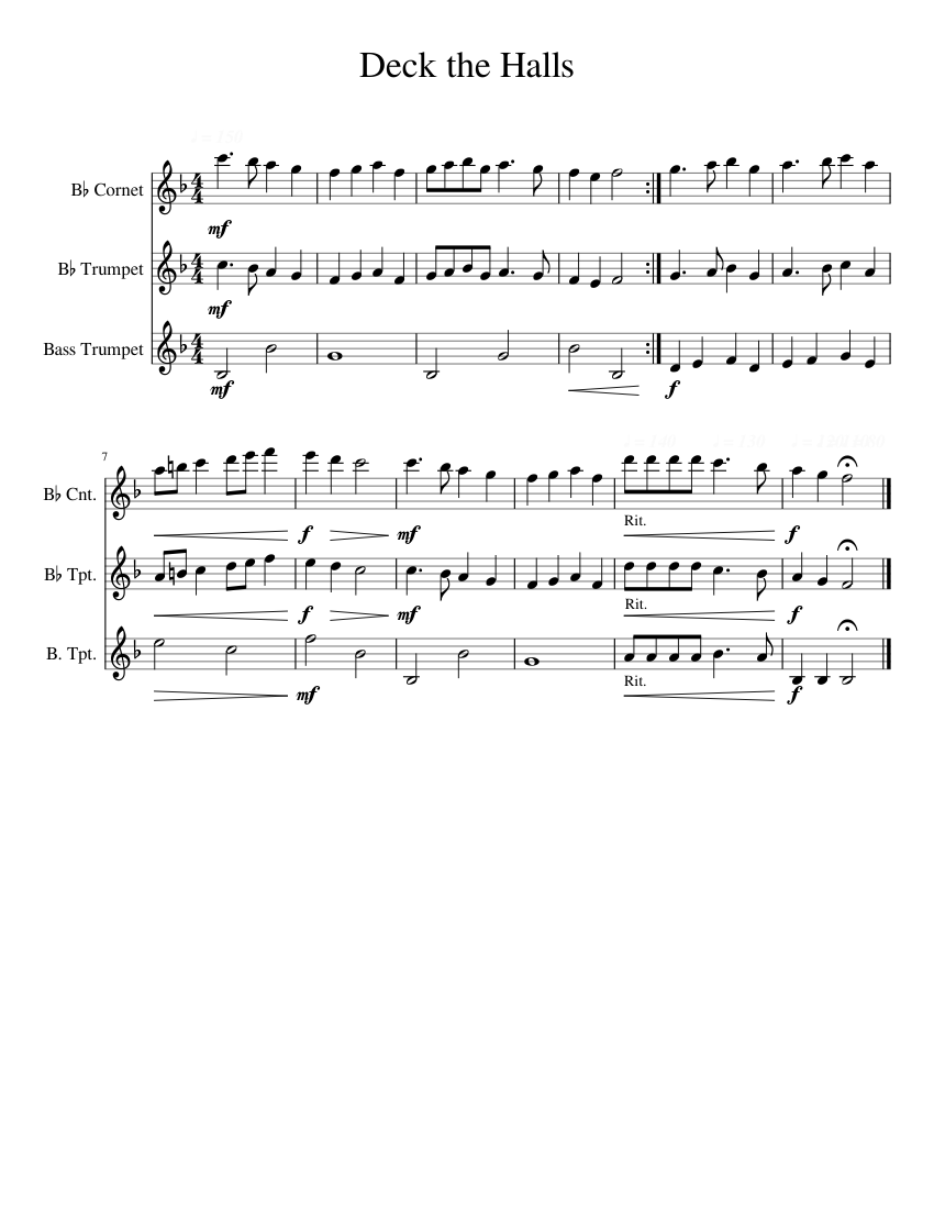 Deck the Halls Sheet music for Trumpet Download free in PDF or MIDI
