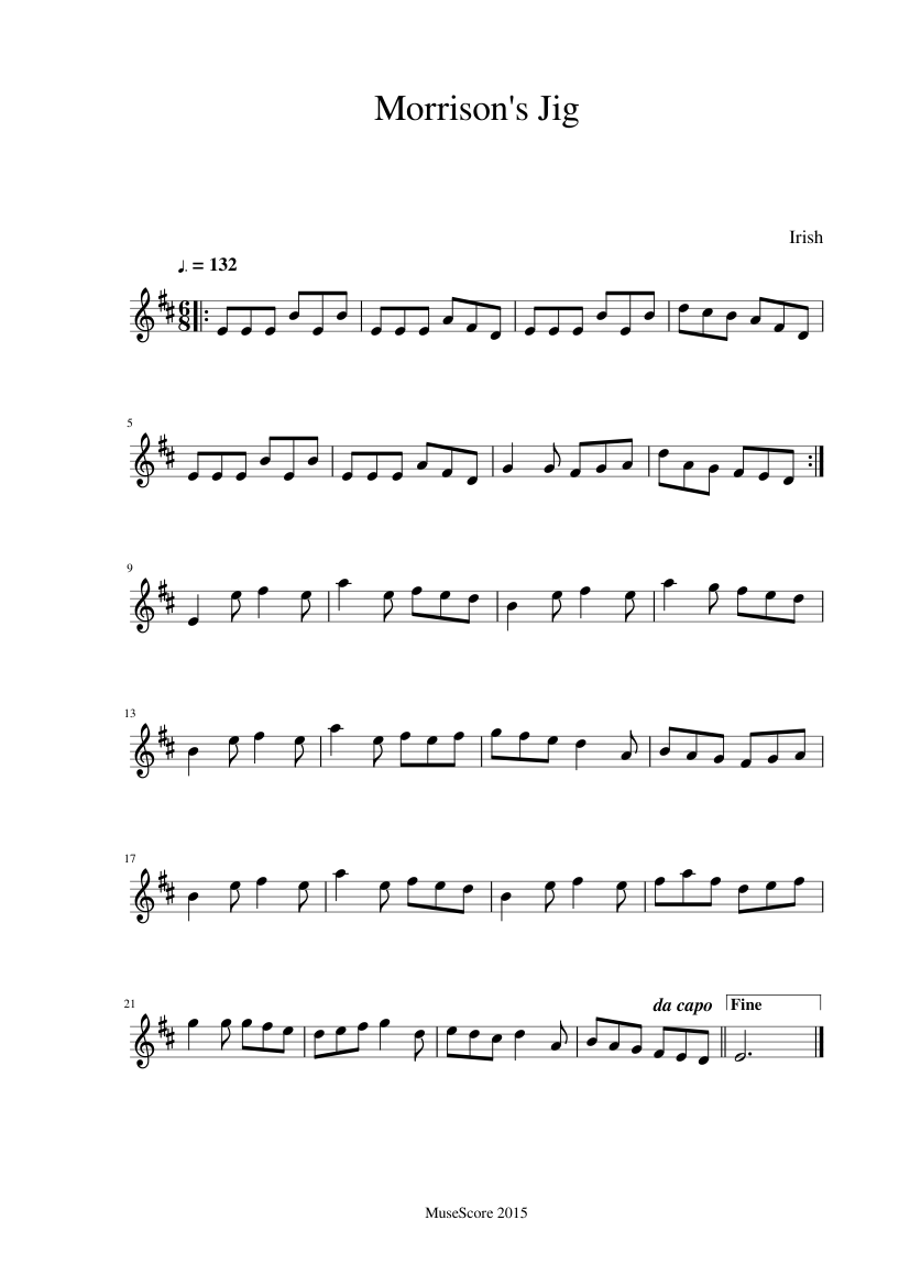 Morrison's Jig sheet music for Flute download free in PDF or MIDI