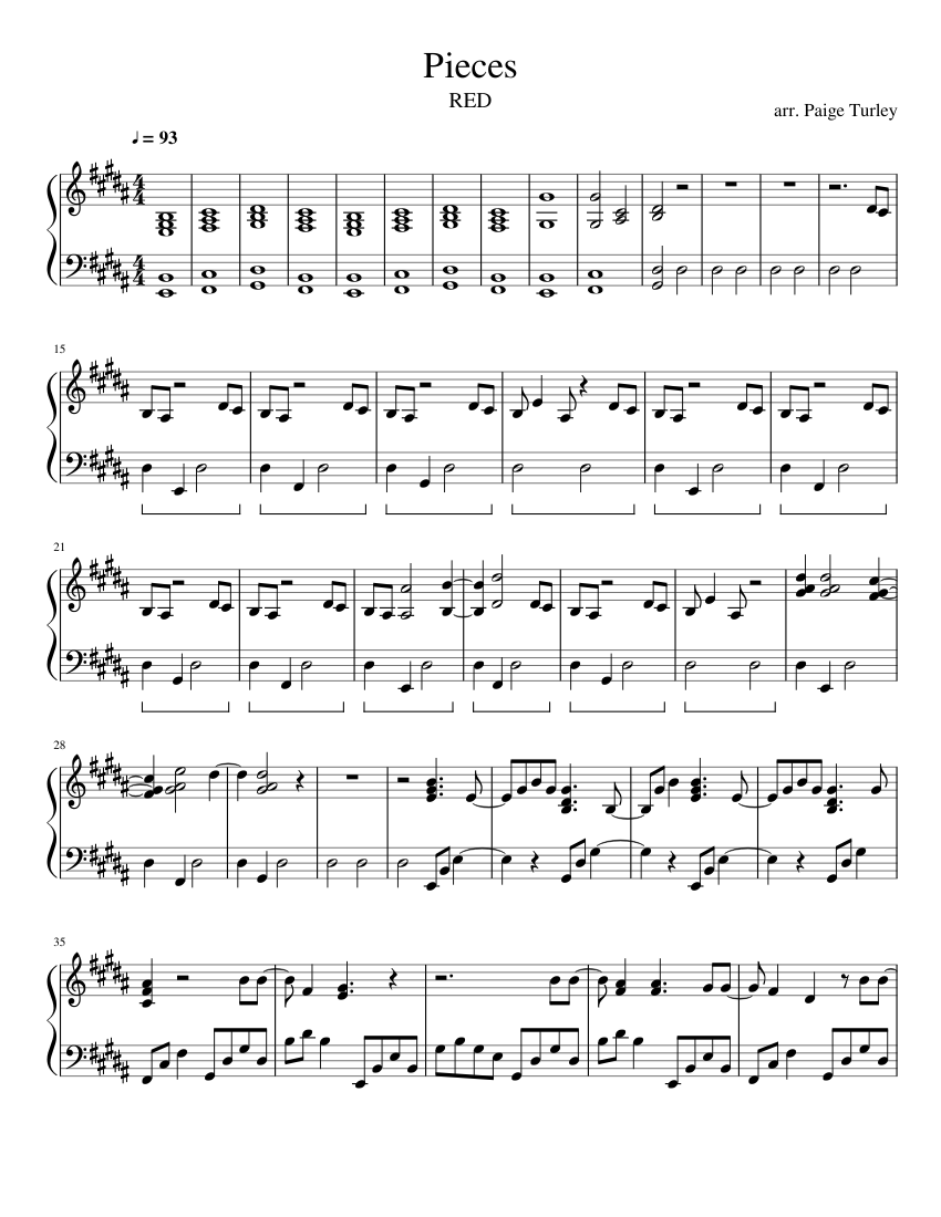 Pieces Red Sheet music for Piano (Solo)