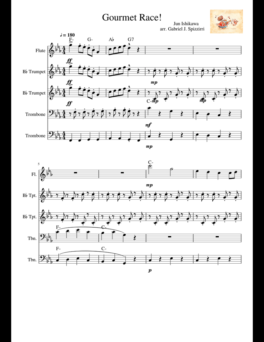 Gourmet Race 1 3 Sheet Music For Flute Trumpet Trombone Download Free