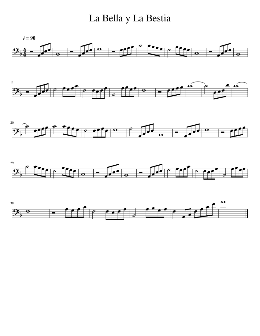 La Bella y La Bestia sheet music for Cello download free in PDF or MIDI - Letra De La Bella Y La Bestia