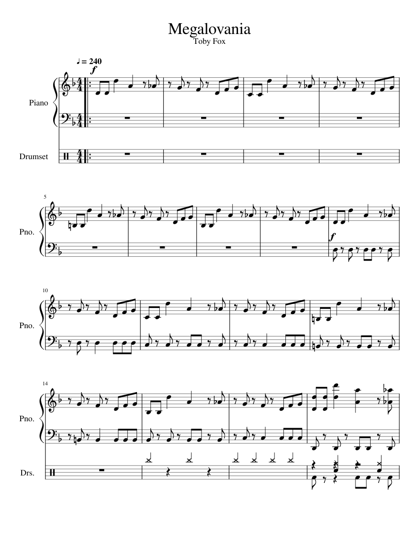 Megalovania sheet music for Piano, Percussion download free in PDF or MIDI