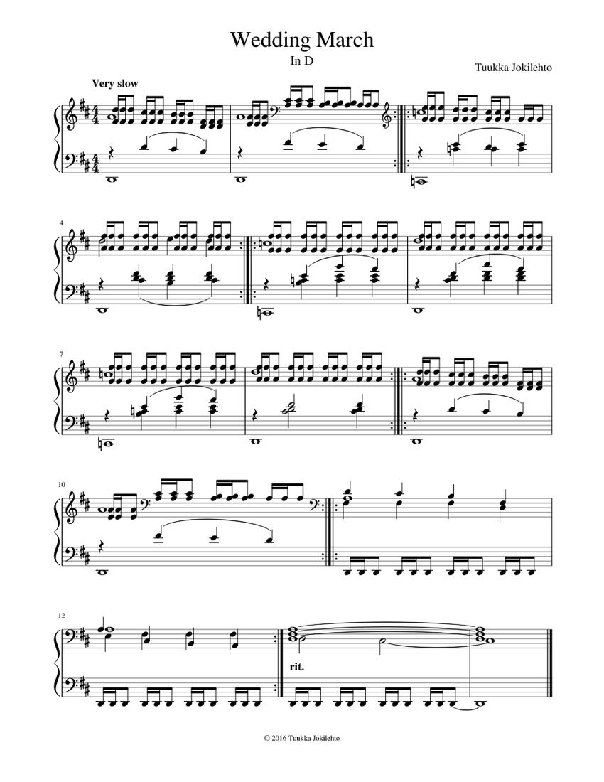 Wedding March (In D) Sheet music for Piano Download free