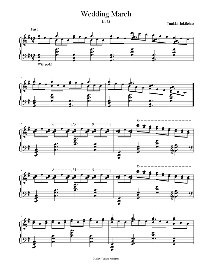 Wedding March (In G) Sheet music for Piano Download free