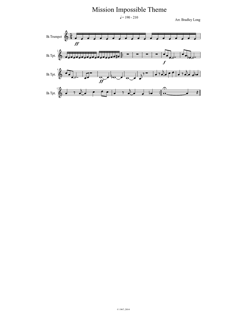 Mission Impossible theme trumpet 2 Sheet music for Trumpet (Solo ...