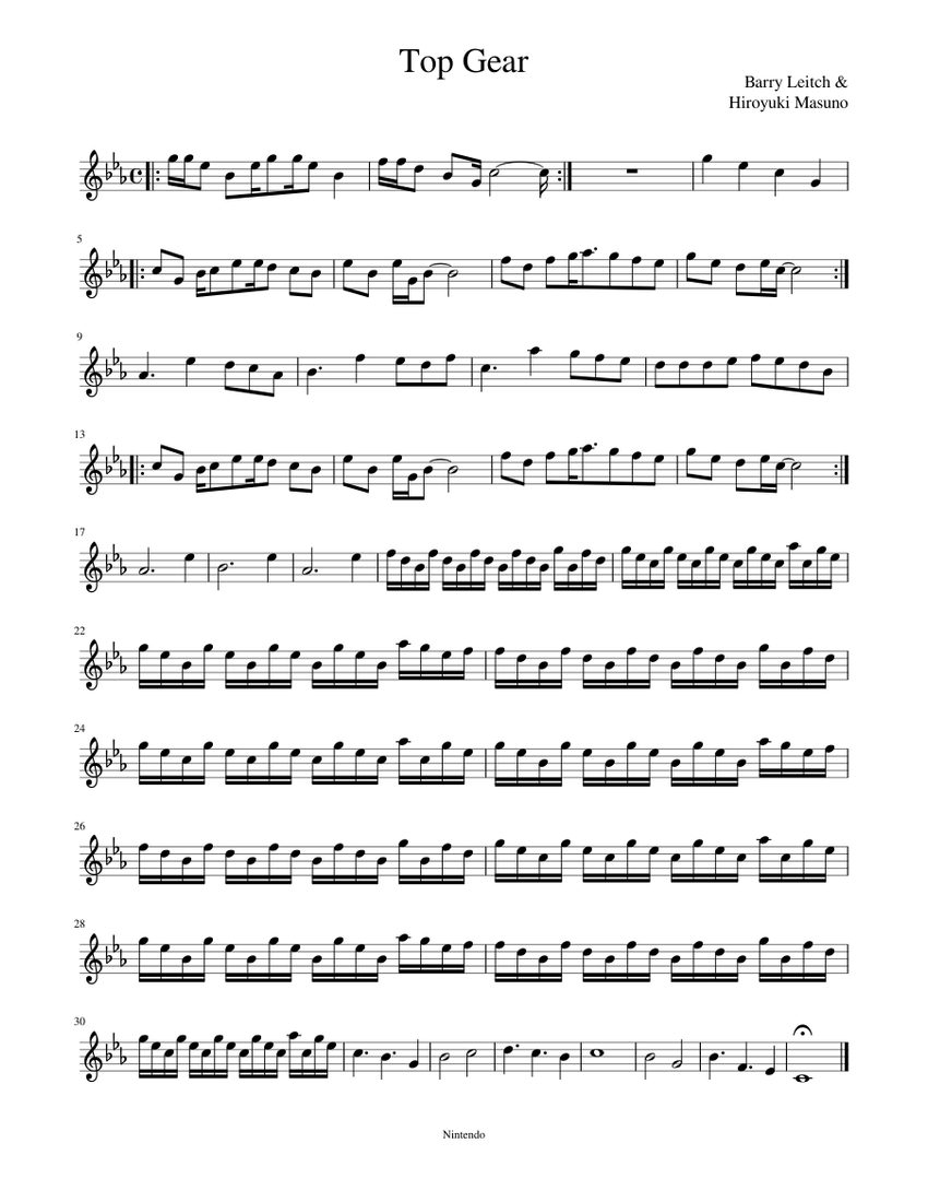 SNES - Top Gear Theme Sheet music for Piano (Solo) | Musescore.com