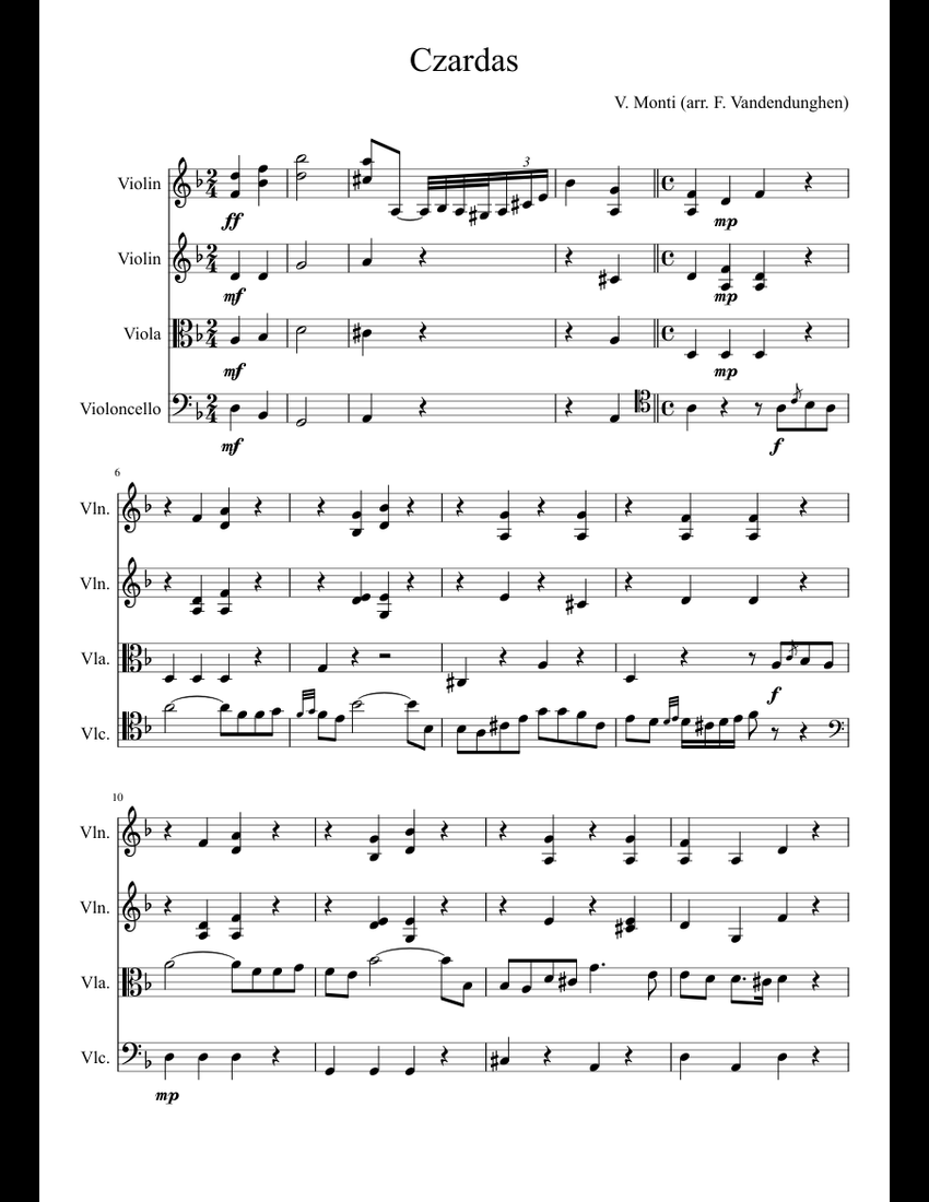 Czardas sheet music for Violin, Viola, Cello download free in PDF or MIDI