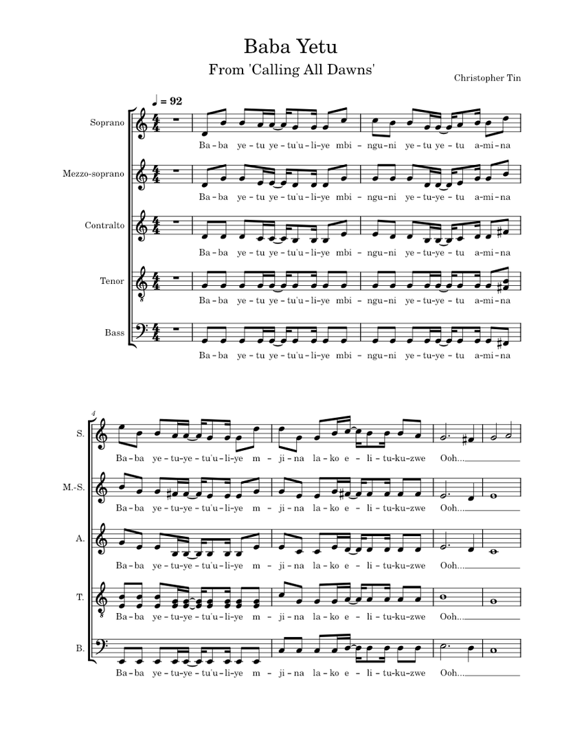 Baba Yetu sheet music for Voice download free in PDF or MIDI
