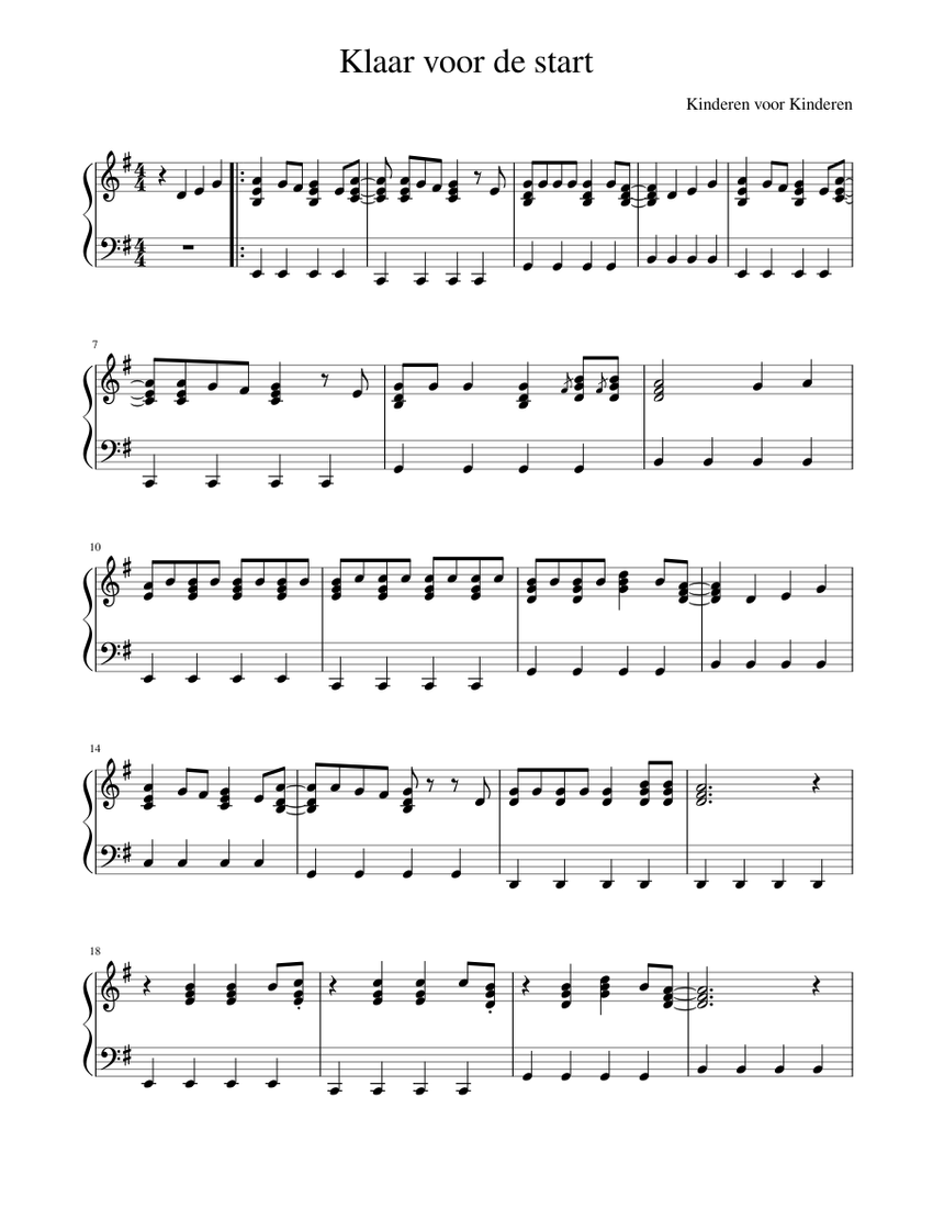 Goede Klaar voor de Start Sheet music for Piano | Download free in PDF OJ-62