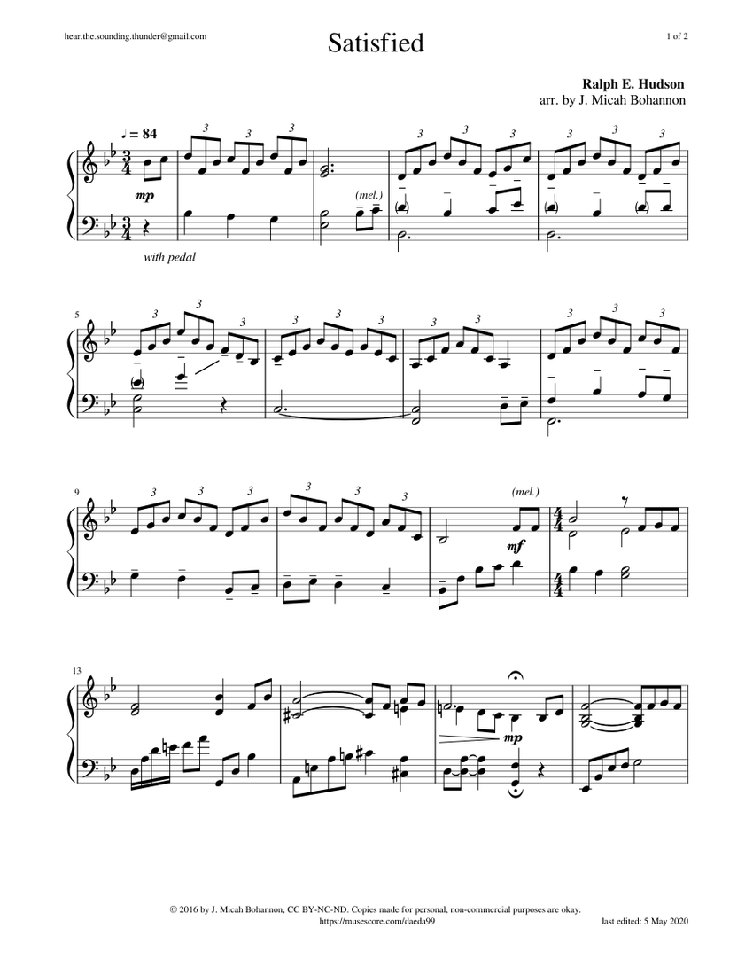 Satisfied Sheet music for Piano (Solo) | Musescore.com