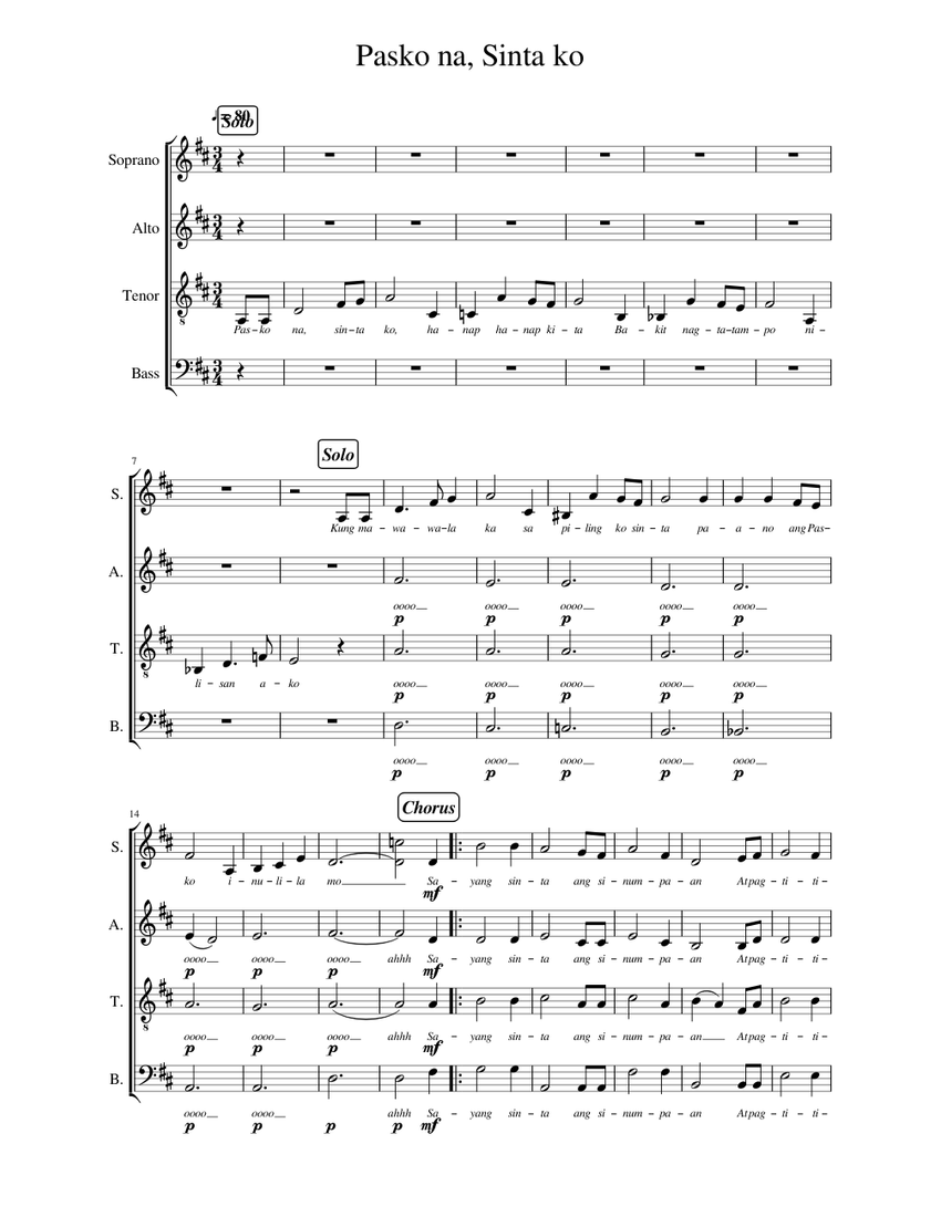Pasko na, Sinta ko Sheet music for Voice | Download free in PDF or MIDI ...