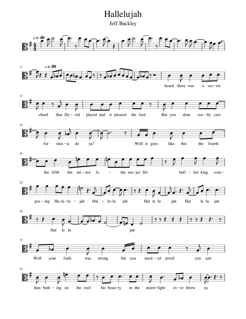 Hallelujah (Viola Solo) Sheet music for Viola | Download free in PDF or