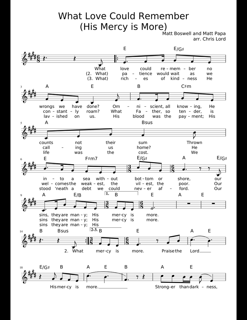 His Mercy is More sheet music for Piano download free in PDF or MIDI