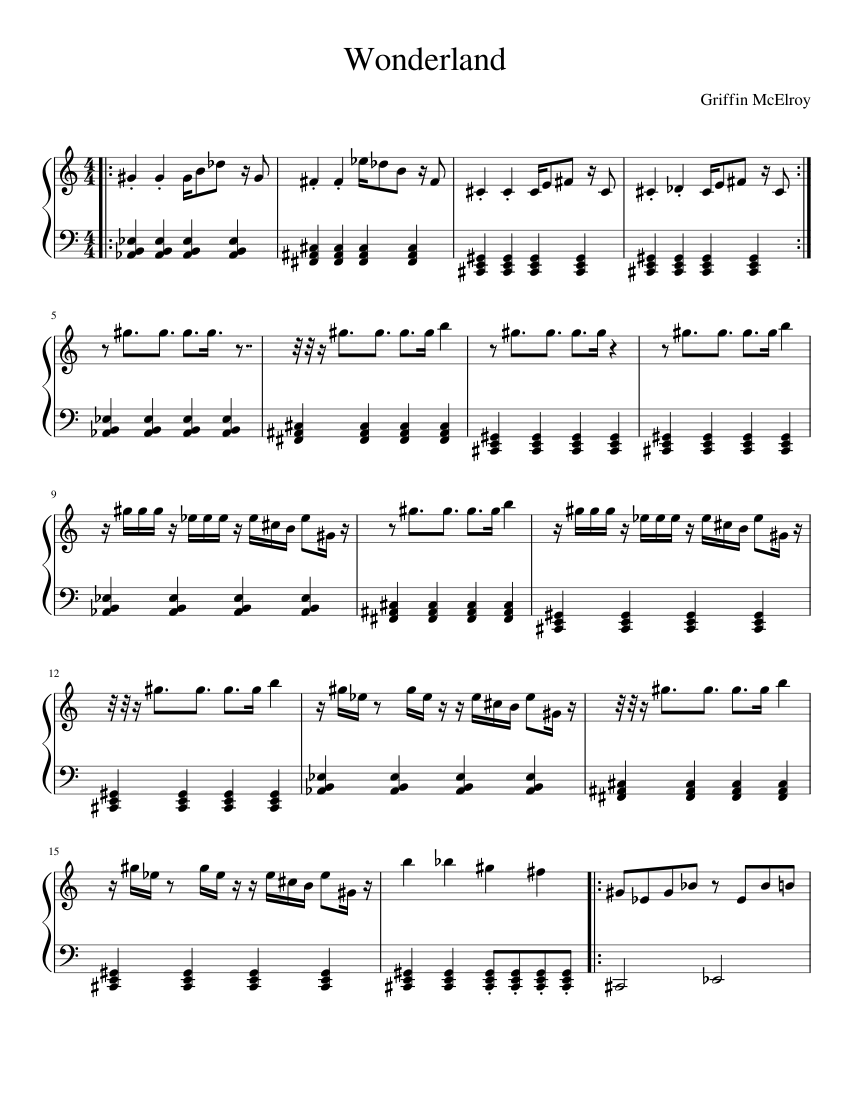 Wonderland Pt 3 Sheet music for Piano | Download free in PDF or MIDI