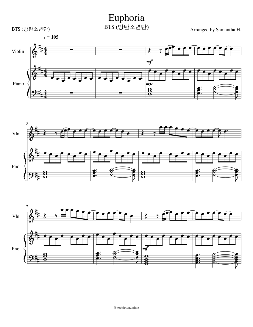 Euphoria Sheet Music For Violin Piano Download Free In Pdf Or