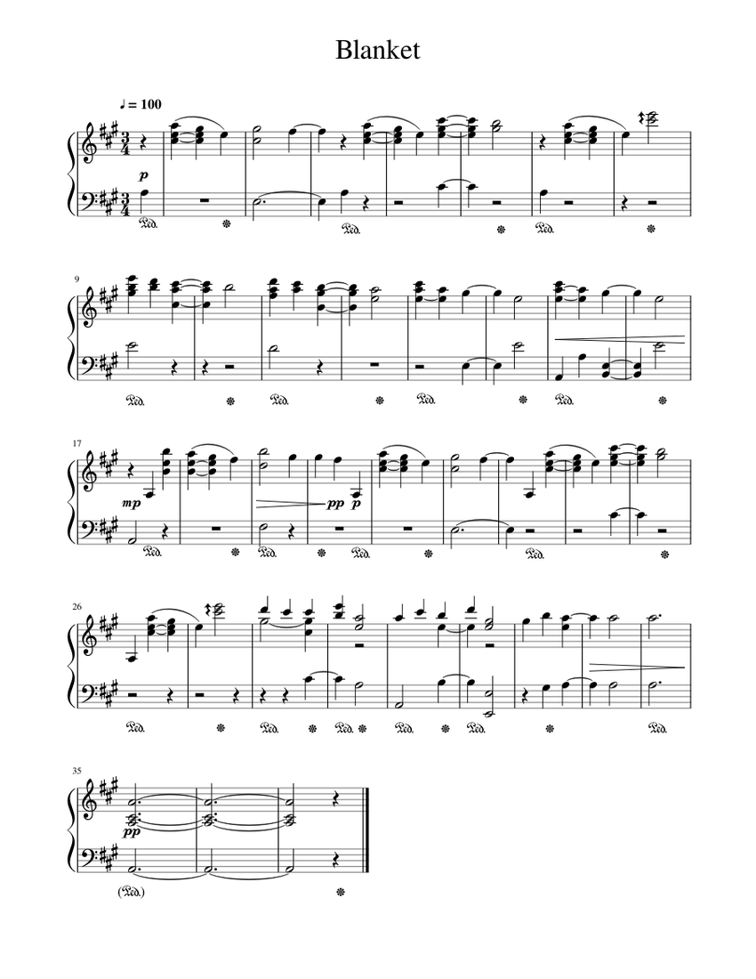 Blanket Sheet music for Piano (Solo) | Musescore.com
