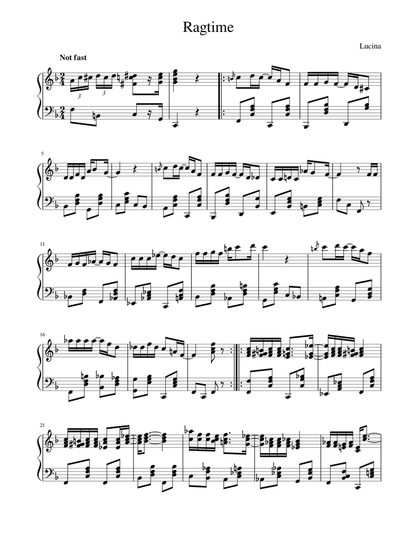 Ragtime Sheet music for Piano | Download free in PDF or MIDI