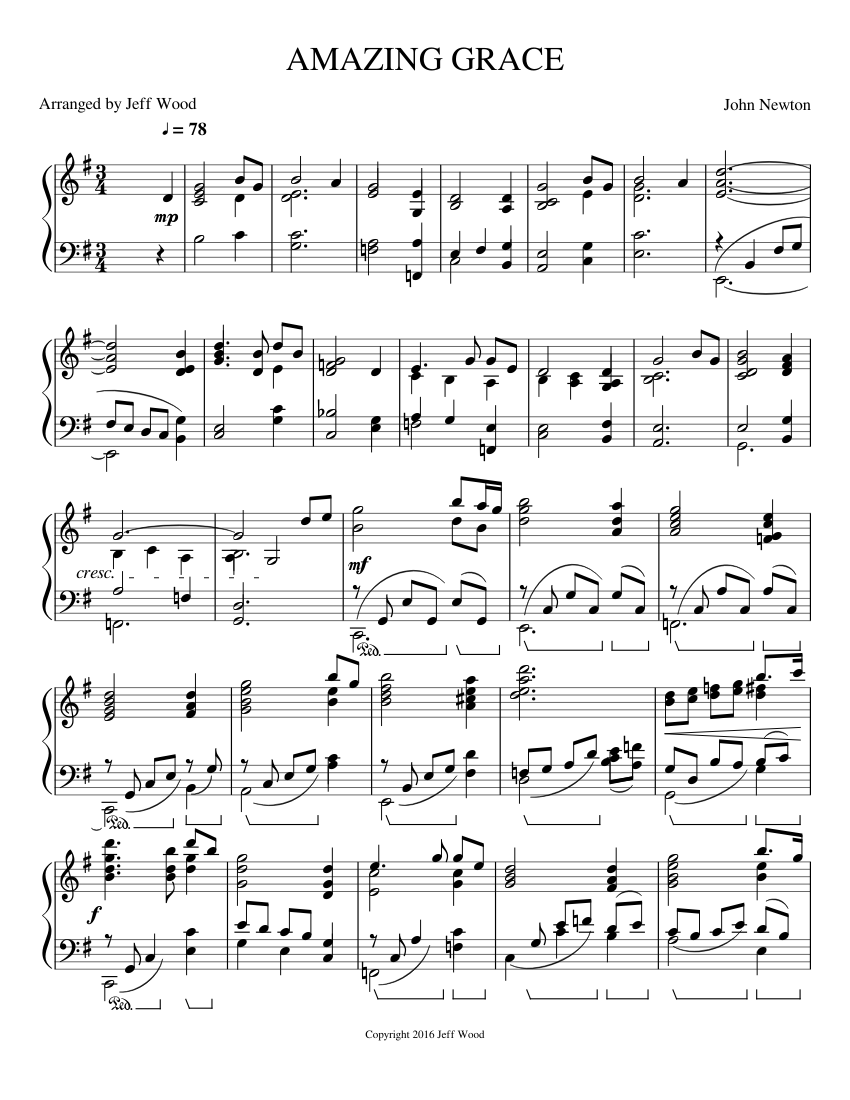 AMAZING GRACE Sheet music for Piano (Solo) | Musescore.com