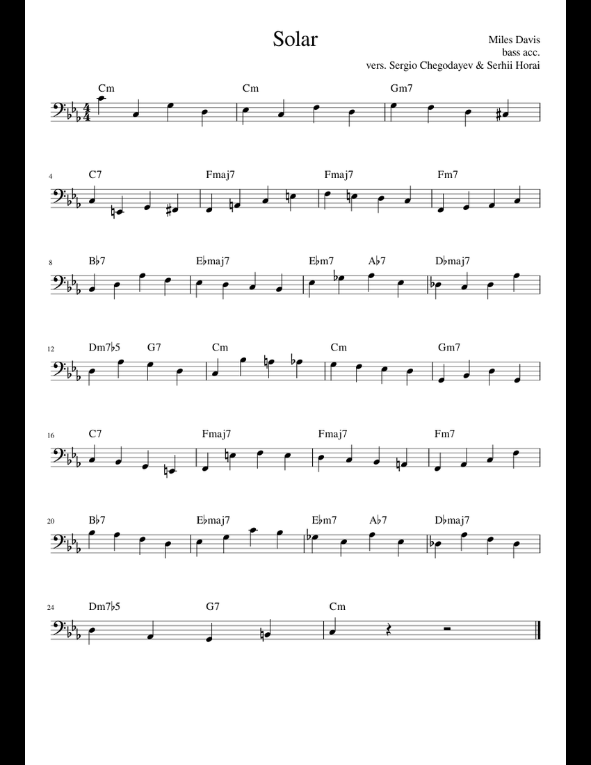 Solar sheet music for Piano download free in PDF or MIDI