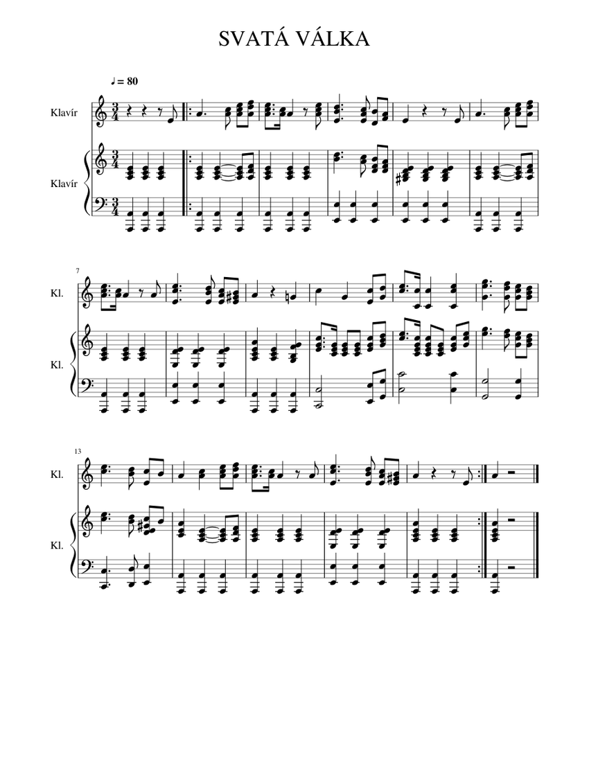 Sacred war Sheet music for Piano | Download free in PDF or MIDI
