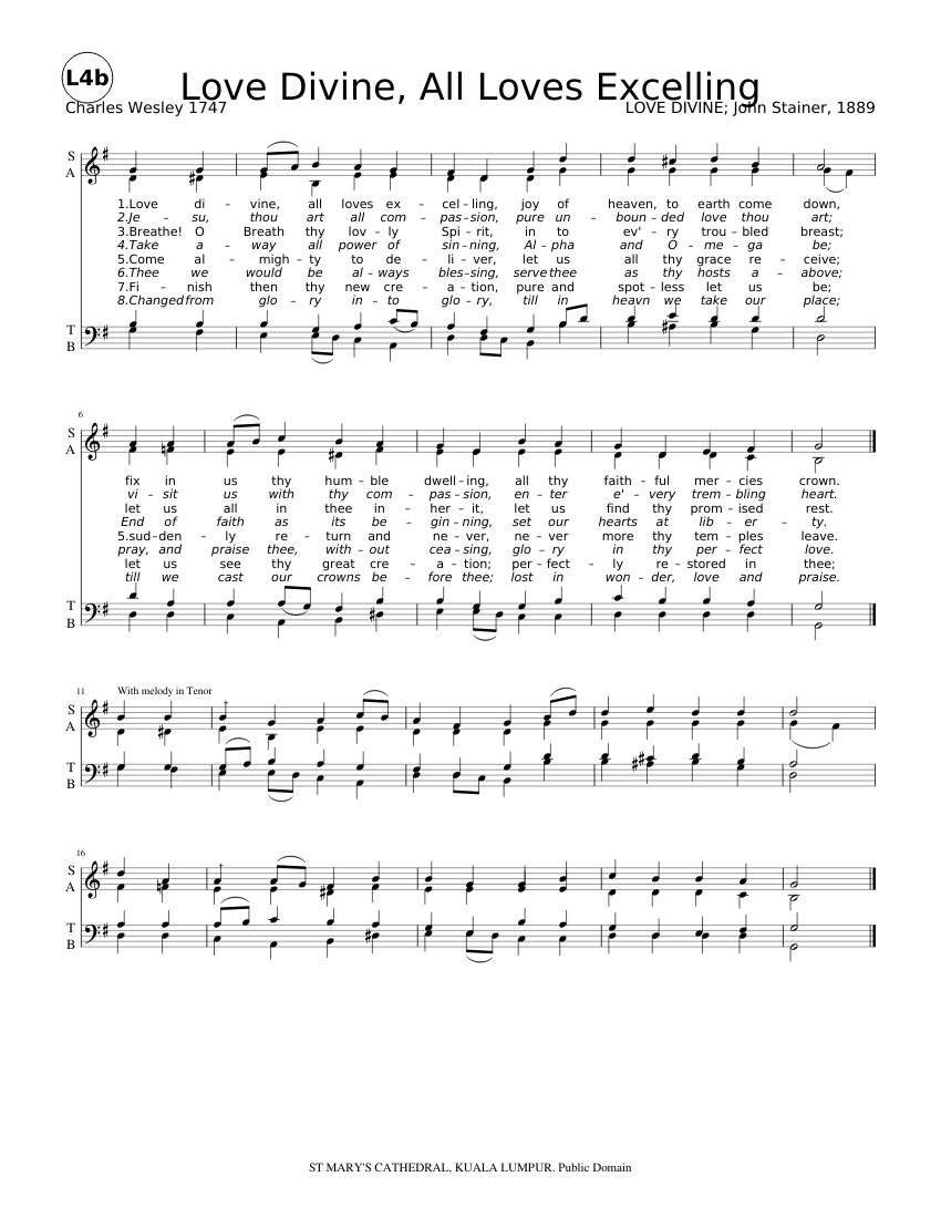 Love Divine All Loves Excelling (Stainer) Sheet music for Voice ...