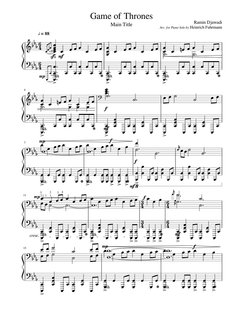 Game of Thrones Main Piano Sheet music for Piano (Solo) | Musescore.com