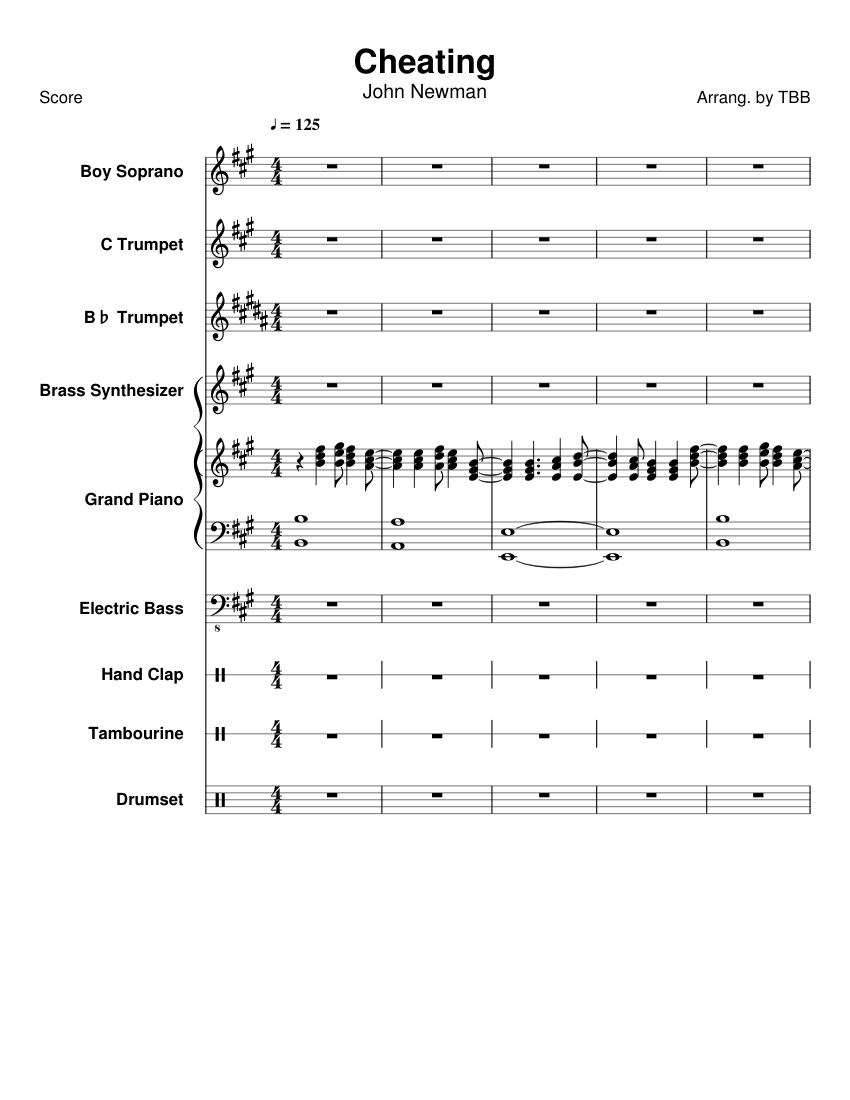Cheating sheet music for Piano, Voice, Trumpet, Brass Ensemble download
