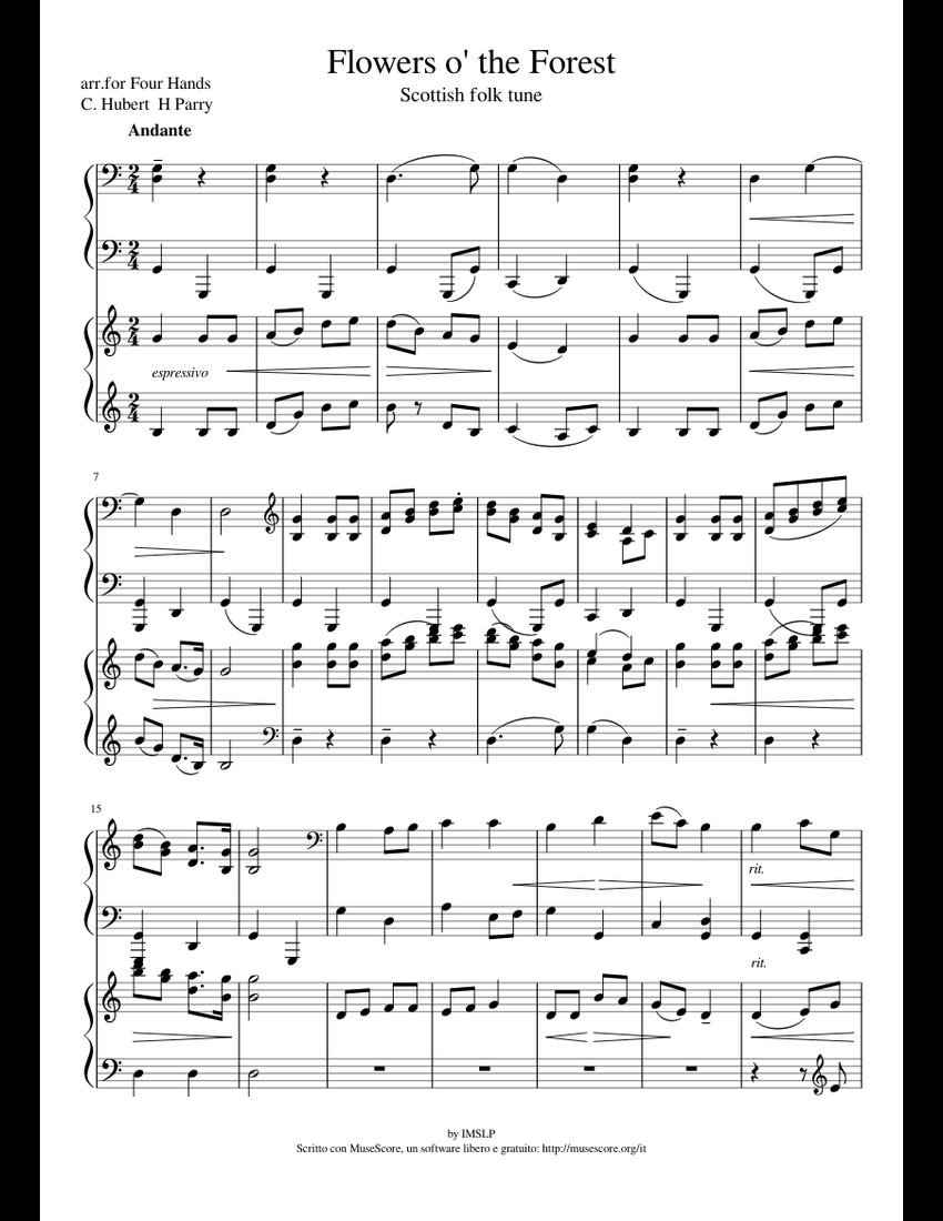 Flowers o' the Forest sheet music for Piano download free ...