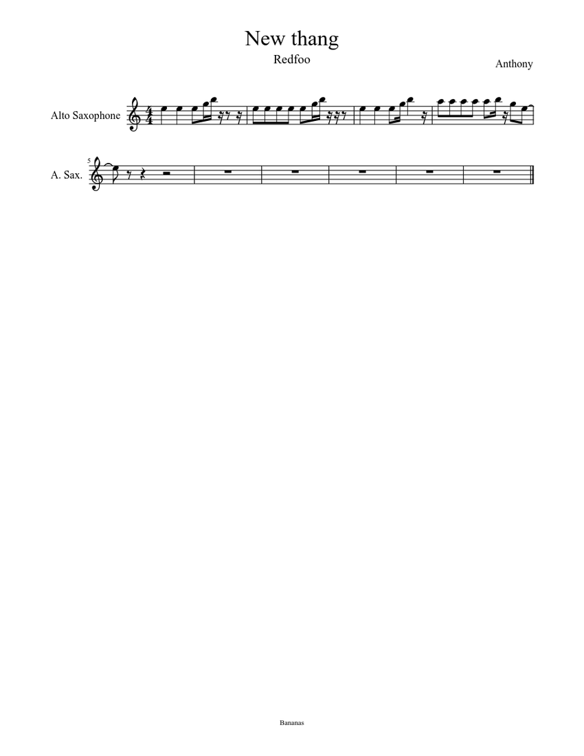 New Thang Sheet Music For Alto Saxophone Download Free In Pdf Or Midi