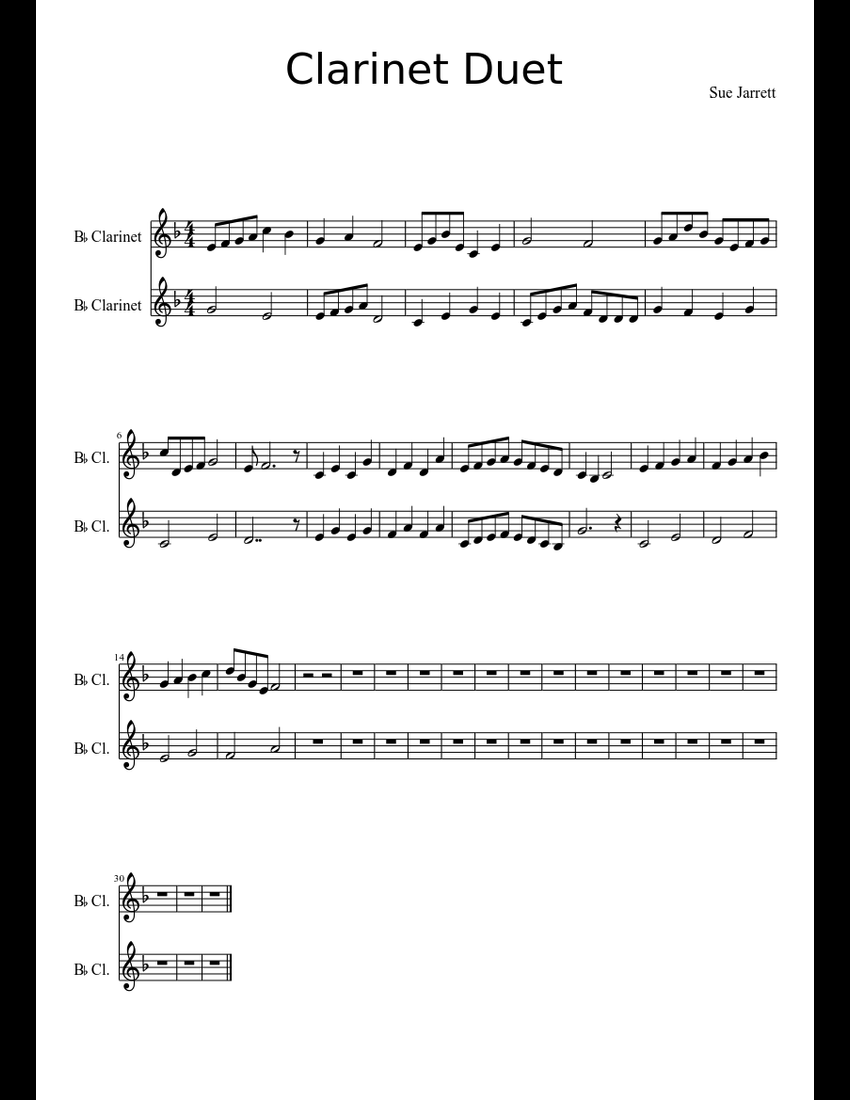 Clarinet Duet sheet music for Clarinet download free in PDF or MIDI