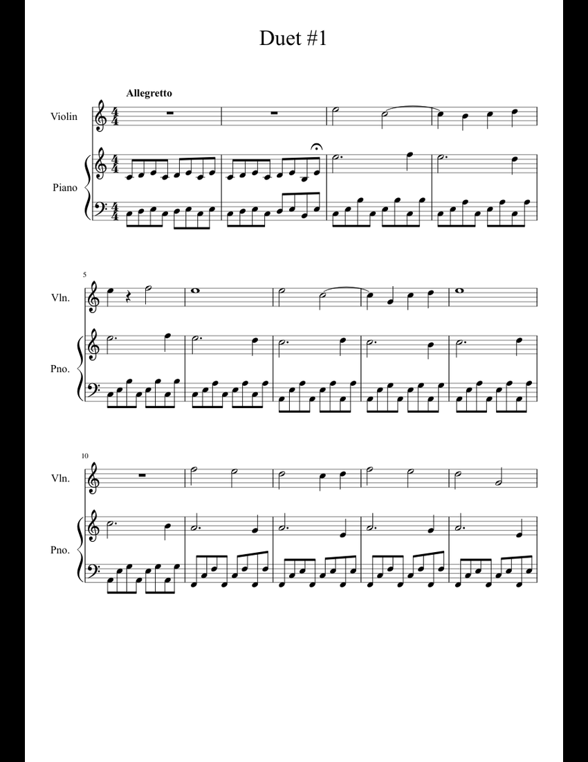 Duet #1 sheet music for Violin, Piano download free in PDF or MIDI