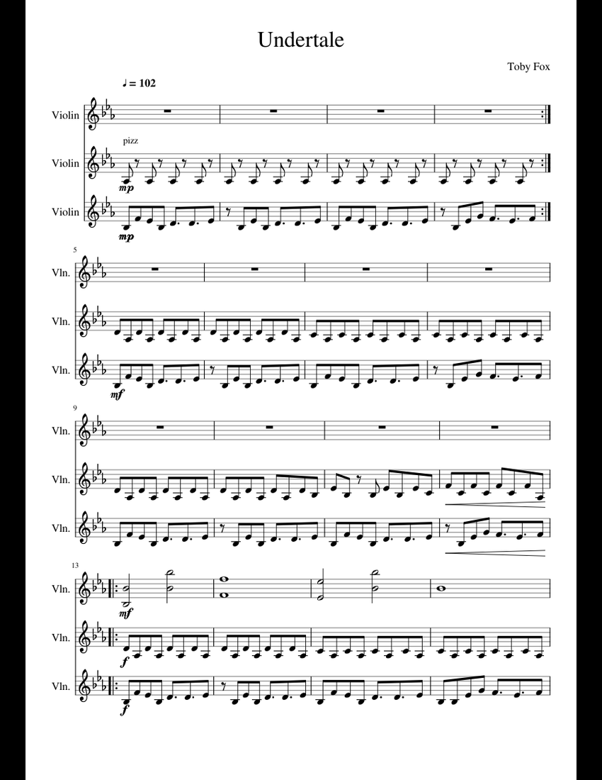 Undertale - Undertale sheet music for Violin download free in PDF or MIDI