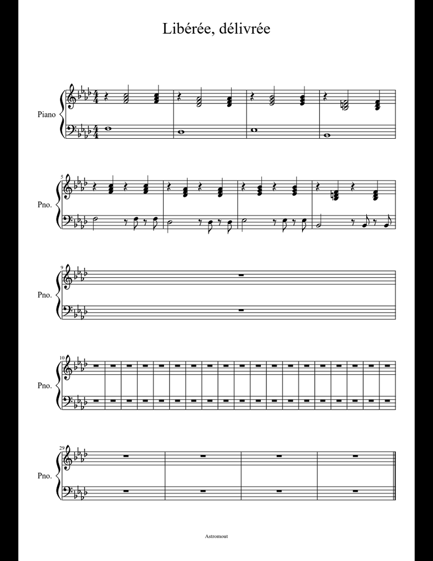 Libérée, délivrée sheet music for Piano download free in PDF or MIDI