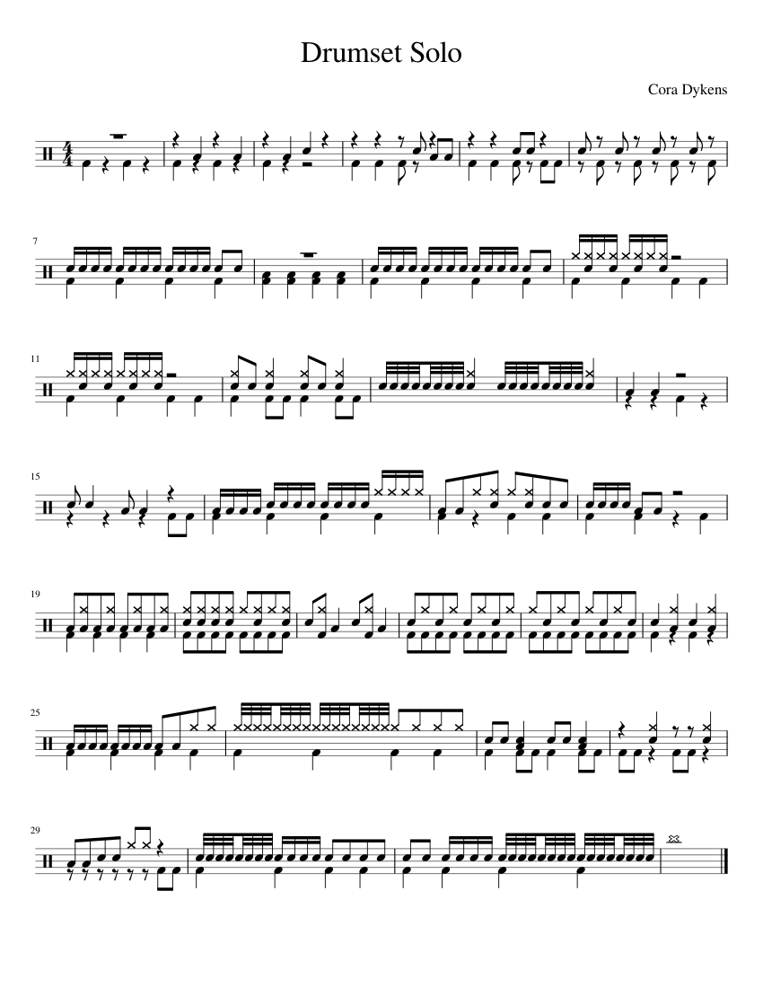 Drumset Solo Sheet music for Percussion | Download free in PDF or MIDI