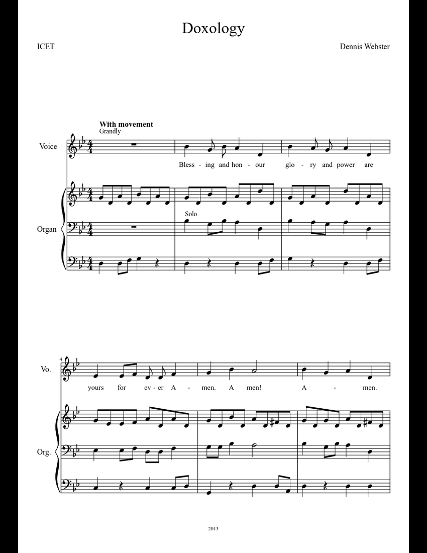 Doxology sheet music download free in PDF or MIDI