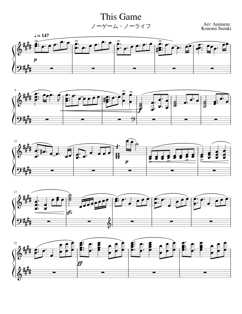 This Game Sheet music for Piano | Download free in PDF or ...