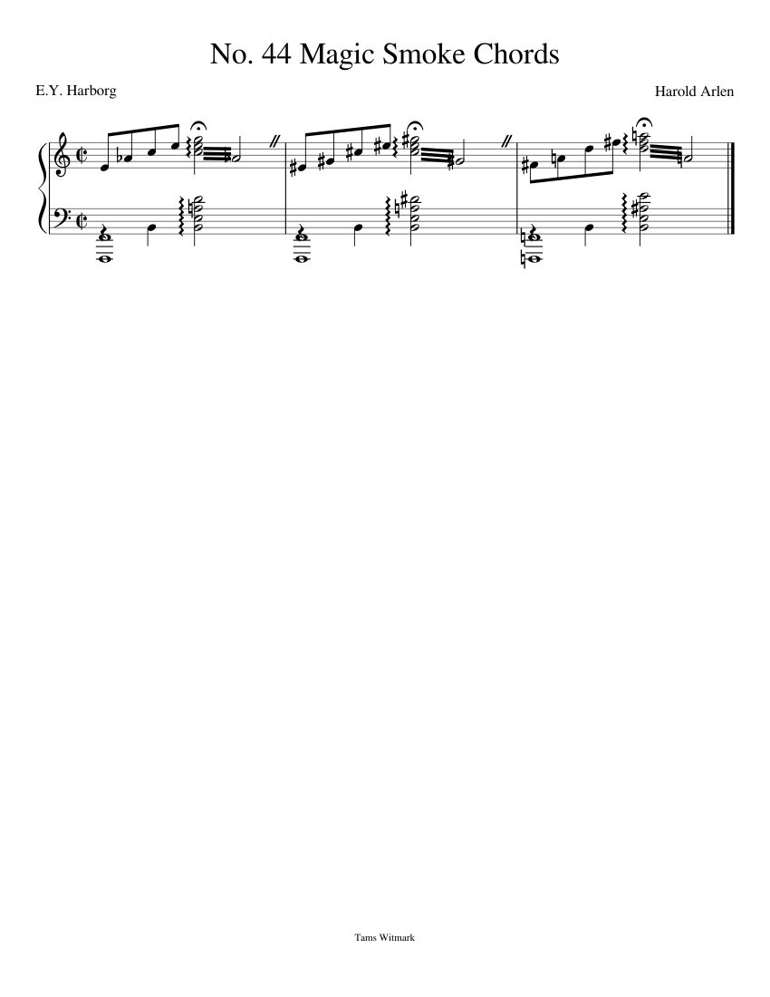 No. 44 Magic Smoke Chords sheet music for Piano download free in PDF or MIDI