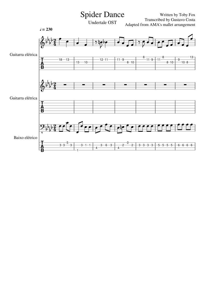 Spider Dance - Undertale Sheet music for Guitar, Bass | Download ...