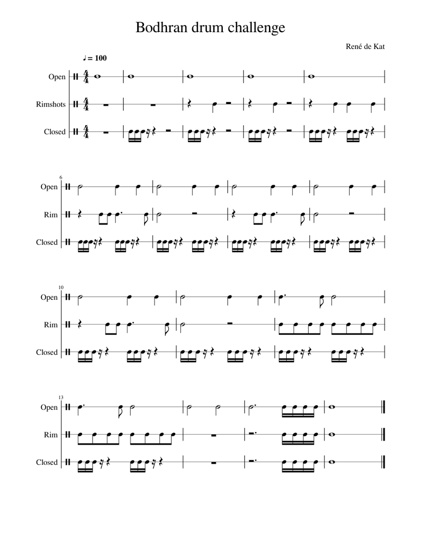 Bodhran drum challenge Sheet music for Percussion Download free in