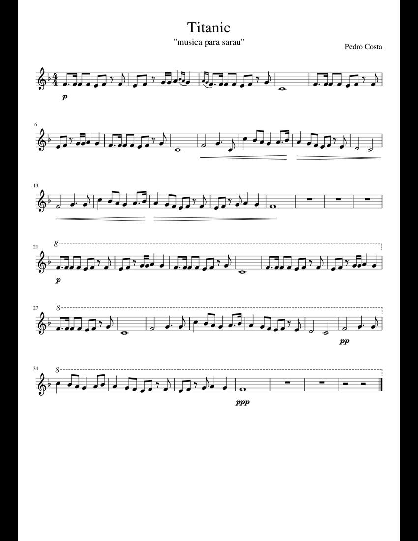 titanic sheet music for Piano download free in PDF or MIDI