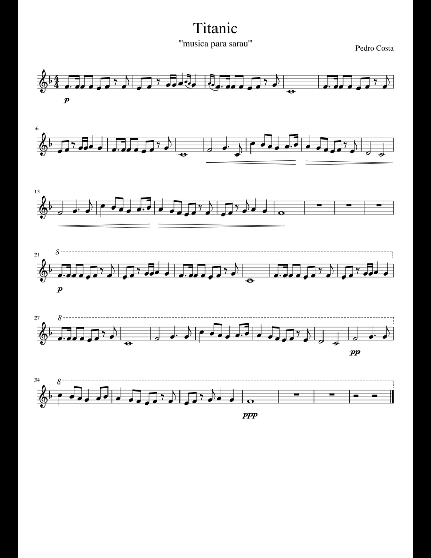 Titanic Sheet Music For Piano Download Free In PDF Or MIDI