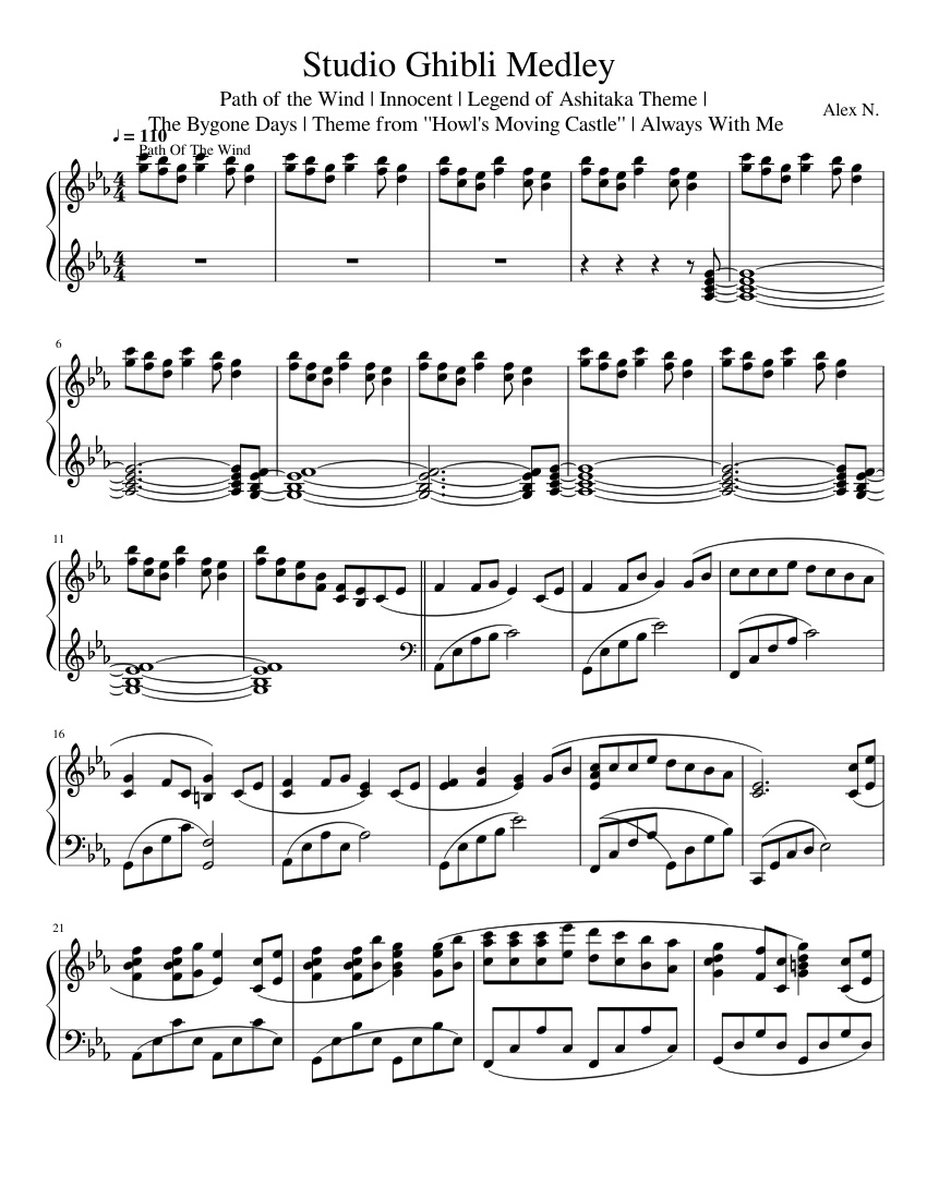 吉卜力工作室混合樂譜，由亞歷克斯·N.作曲 – 1 頁，共 10 頁